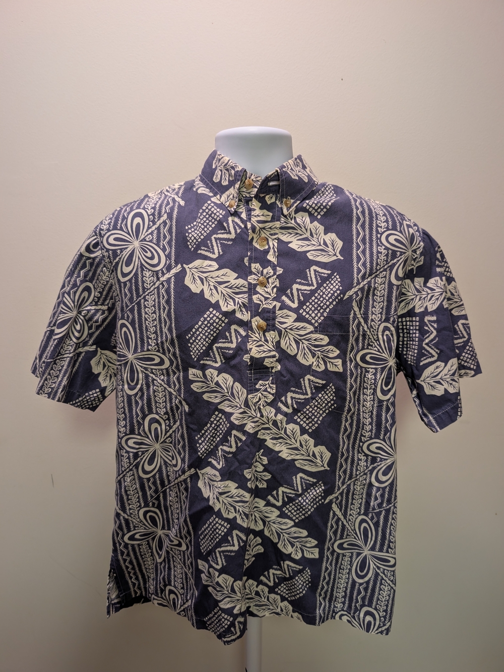 Vintage Kahala 1936 Blue tribal Geometric Pullover Aloha Shirt — Men's Medium